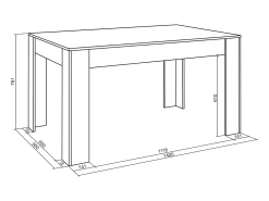 Mesa Comedor, 140x90x76cm, Para 6 comensales, Muebles Comedor, Negro y roble