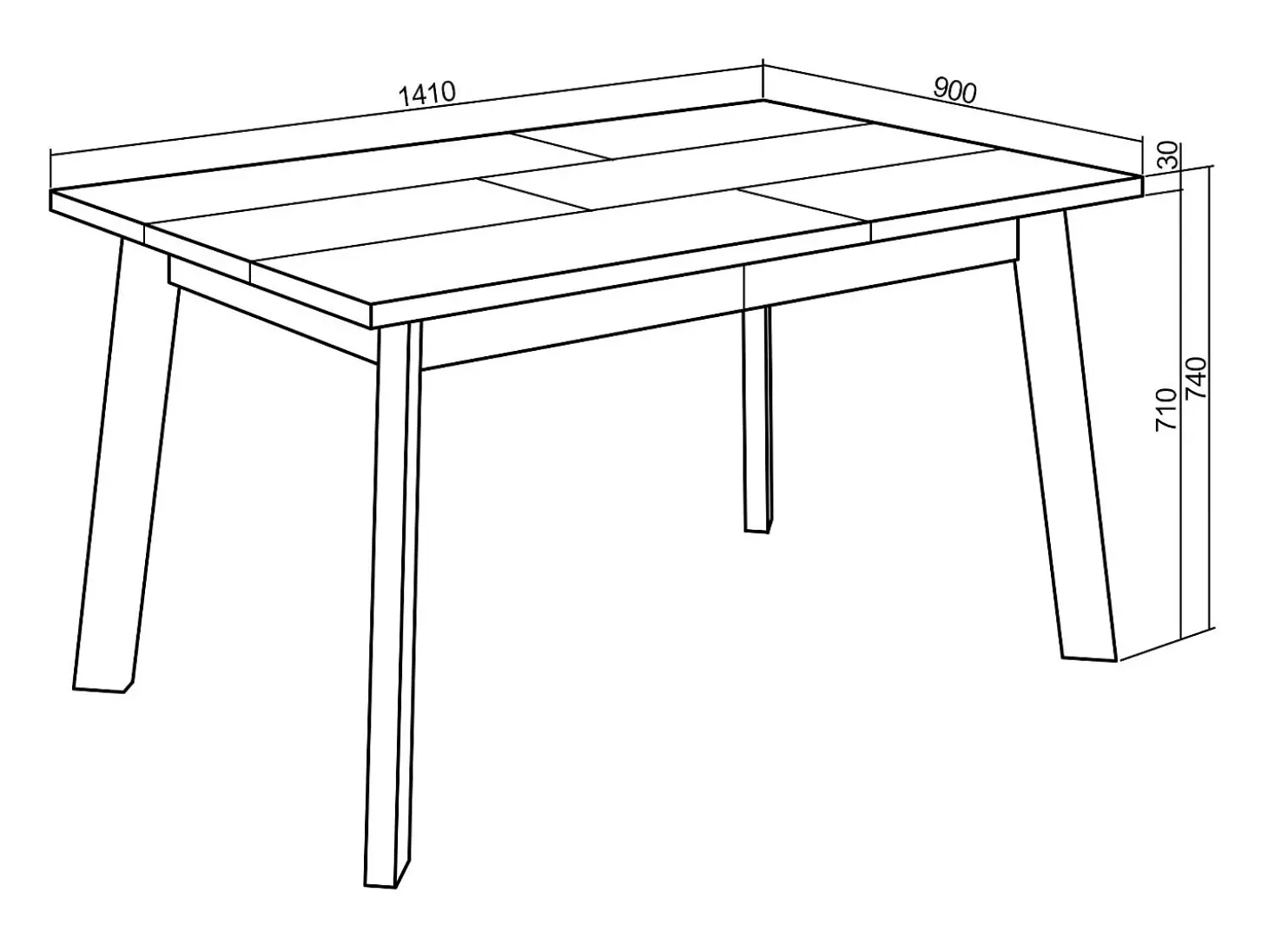 Mesa Comedor, 140x90x75cm, Para 6 comensales, Patas de madera, Roble