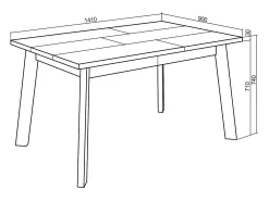 Mesa Comedor, 140x90x75cm, Para 6 comensales, Patas de madera, Roble y negro