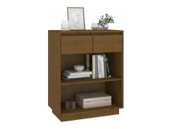 Mesa consola de madera maciza de pino marrón miel 60x34x75 cm