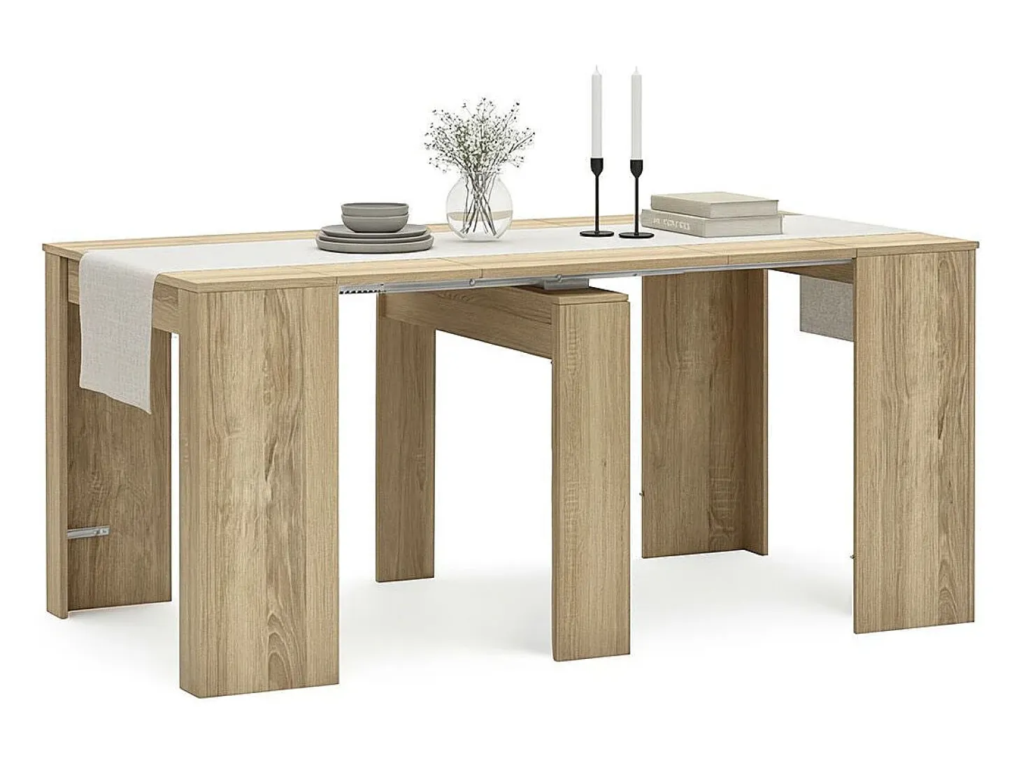 Mesa consola extensible en roble canadian 50-235x90 cm Denis Roble Canadian