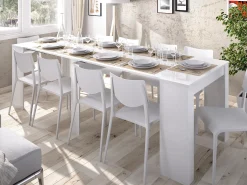 Mesa consola extensible para 10 personas - 4 extensiones - Color: Blanco - ONEGA