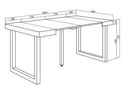 Mesa Consola extensible, 160x90x73cm, Para 8 comensales, Patas madera maciza, Negro