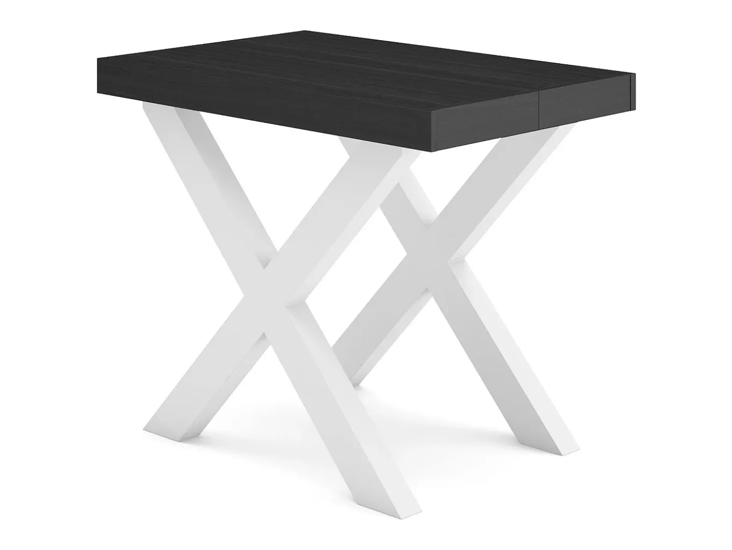 Mesa Consola extensible, 160x90x73cm, Para 8 comensales, Patas madera maciza, Negro