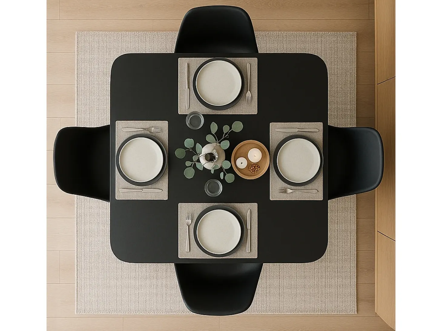 mesa cuadrada estilo Goblet bordes redondeados salón cocina bar lillium 100 - Negro