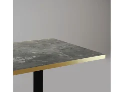 Mesa de bar 60 x 60 cm - Modelo redonda, piedra metalizada con cantos de latón