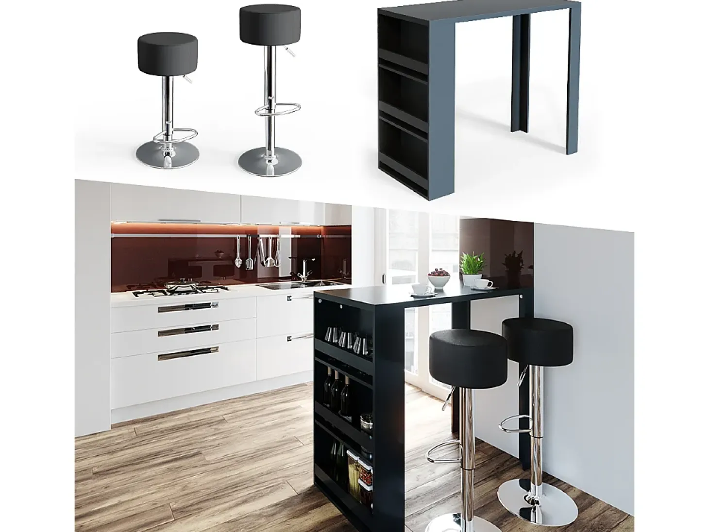 Mesa de bar antracita 57x117x106
