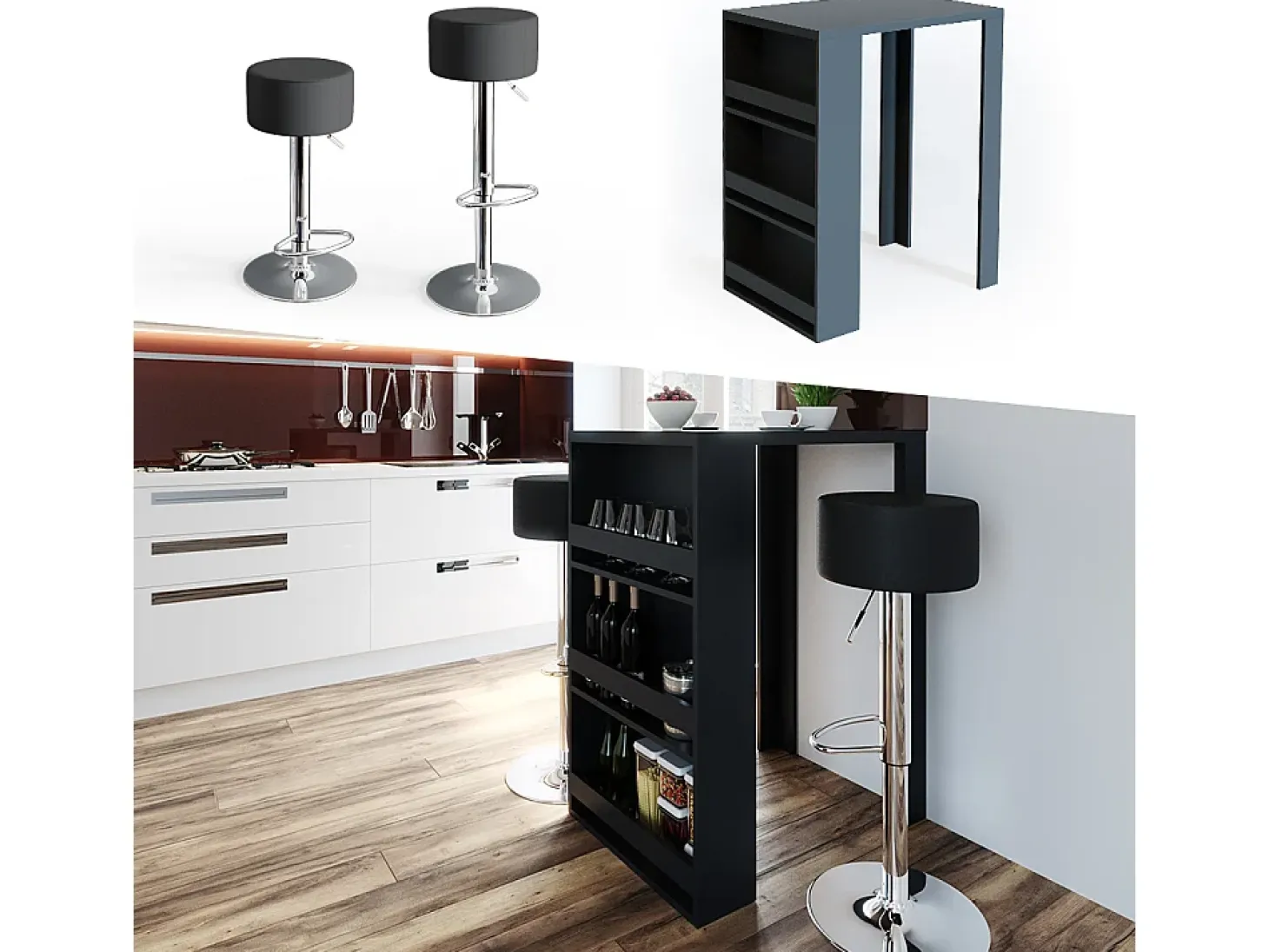 Mesa de bar antracita 57x80x106