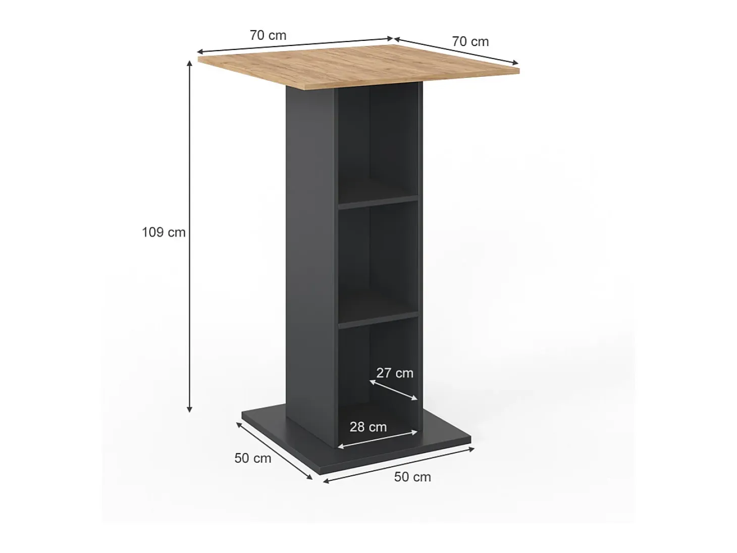 Mesa de bar antracita 70x70x109 rodeo