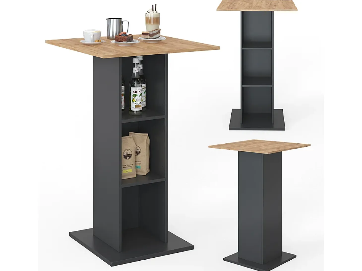 Mesa de bar antracita 70x70x109 rodeo