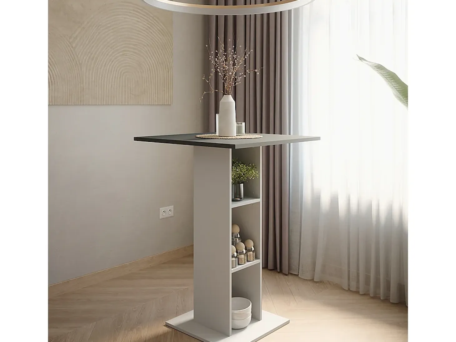 Mesa de bar antracita/blanco 75x75x106 repose