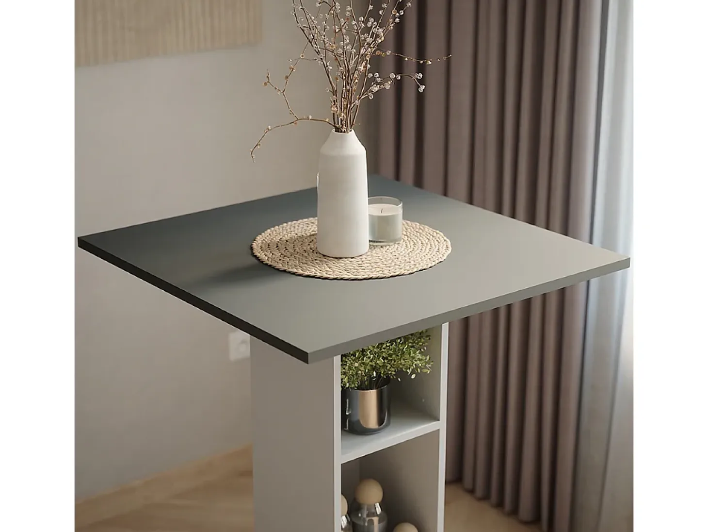 Mesa de bar antracita/blanco 75x75x106 repose