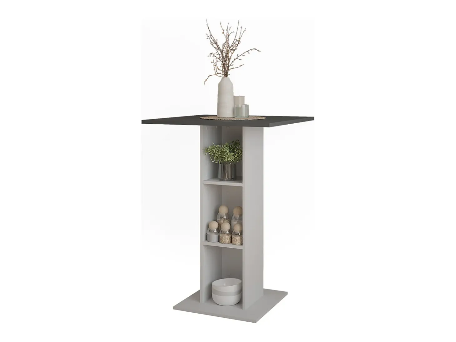 Mesa de bar antracita/blanco 75x75x106 repose