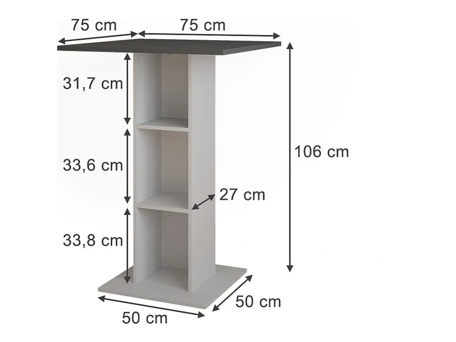 Mesa de bar antracita/blanco 75x75x106 repose