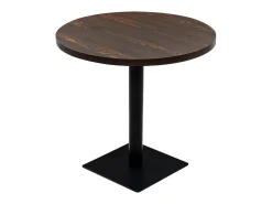 Mesa de bar bistró MDF y acero redonda fresno oscuro 80x75 cm