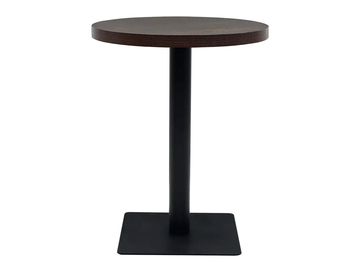 Mesa de bar bistró MDF y acero redonda fresno oscuro 60x75 cm ES958198