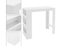 Mesa de bar blanca con estante de almacenaje ML-DESIGN