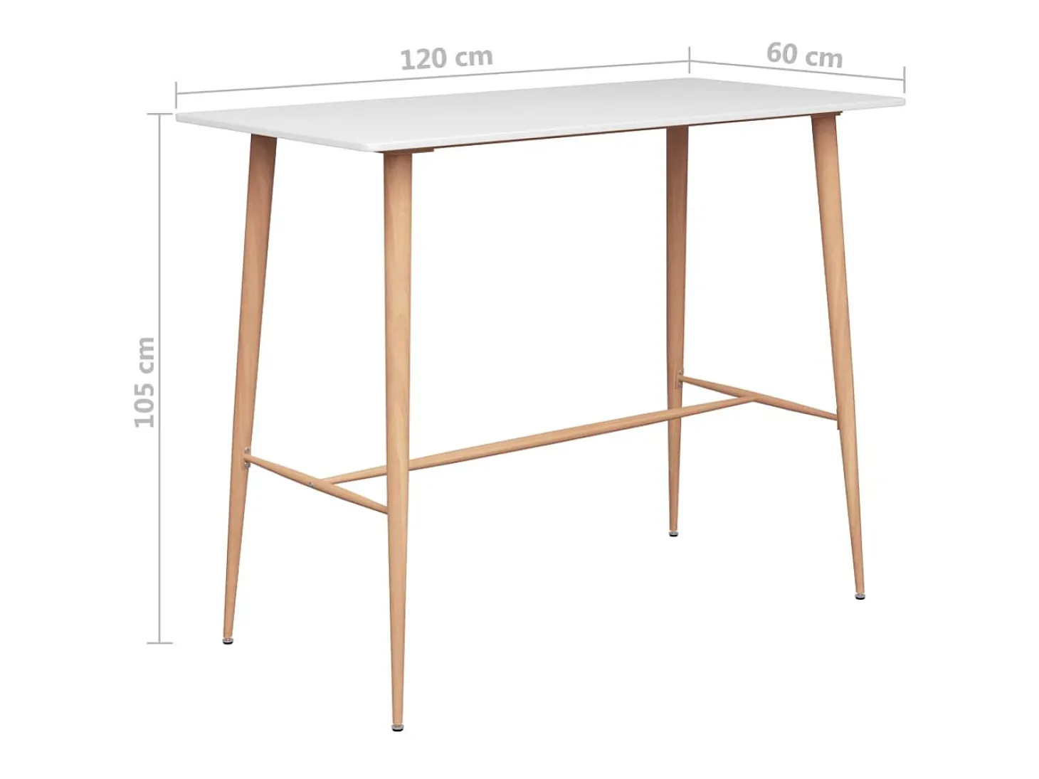 Mesa de bar Blanca 120x60x105 cm