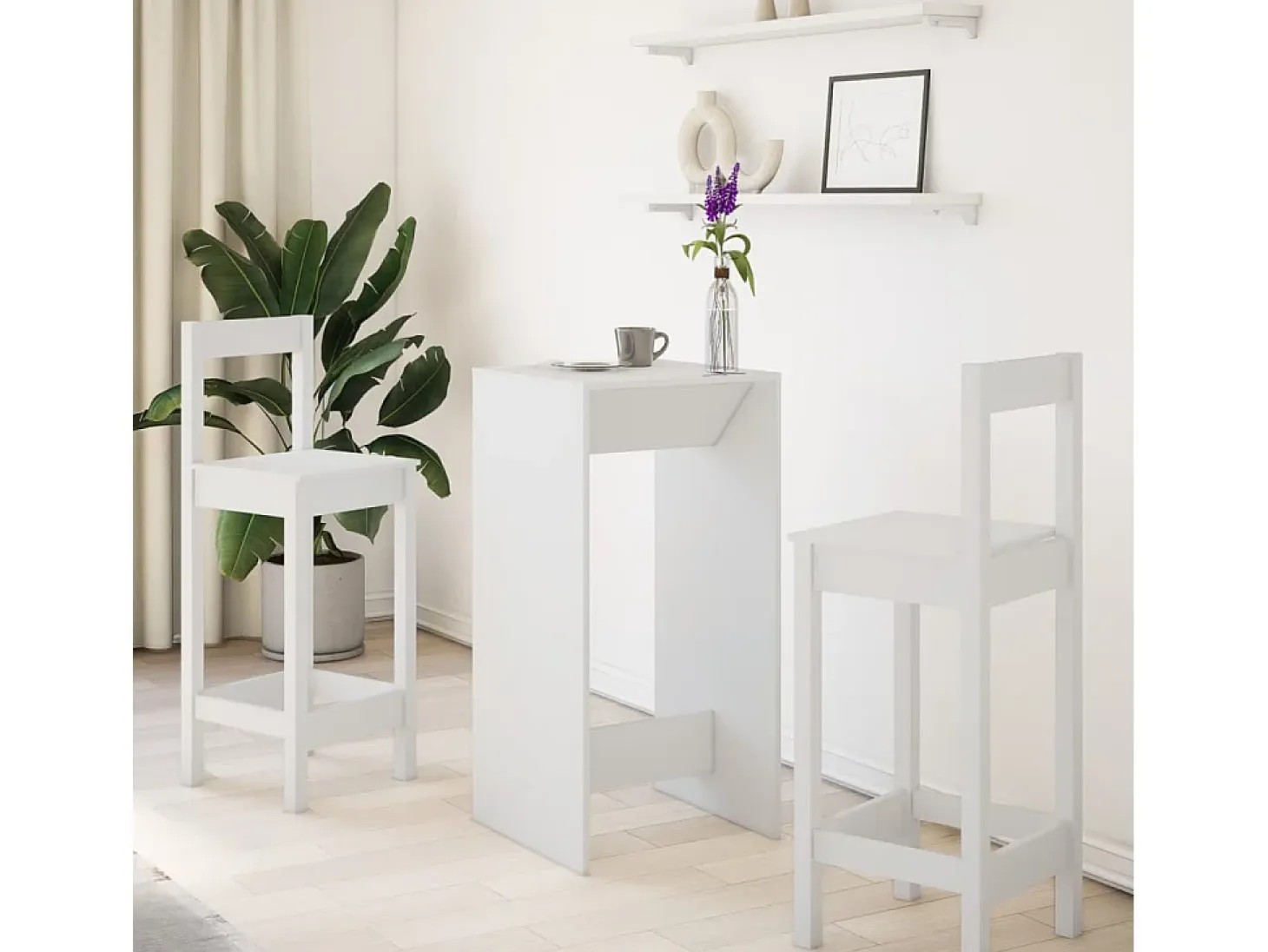 Mesa de bar blanca 51x50x103,5 cm madera de ingeniería