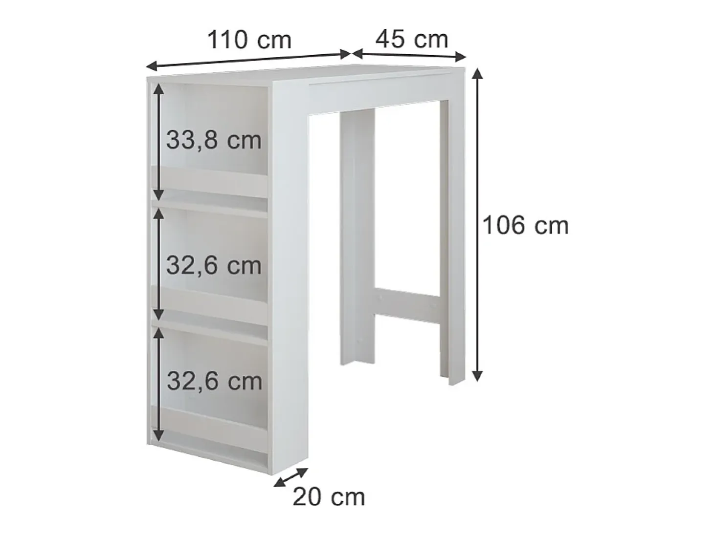 Mesa de bar blanco 45x110x106 repose