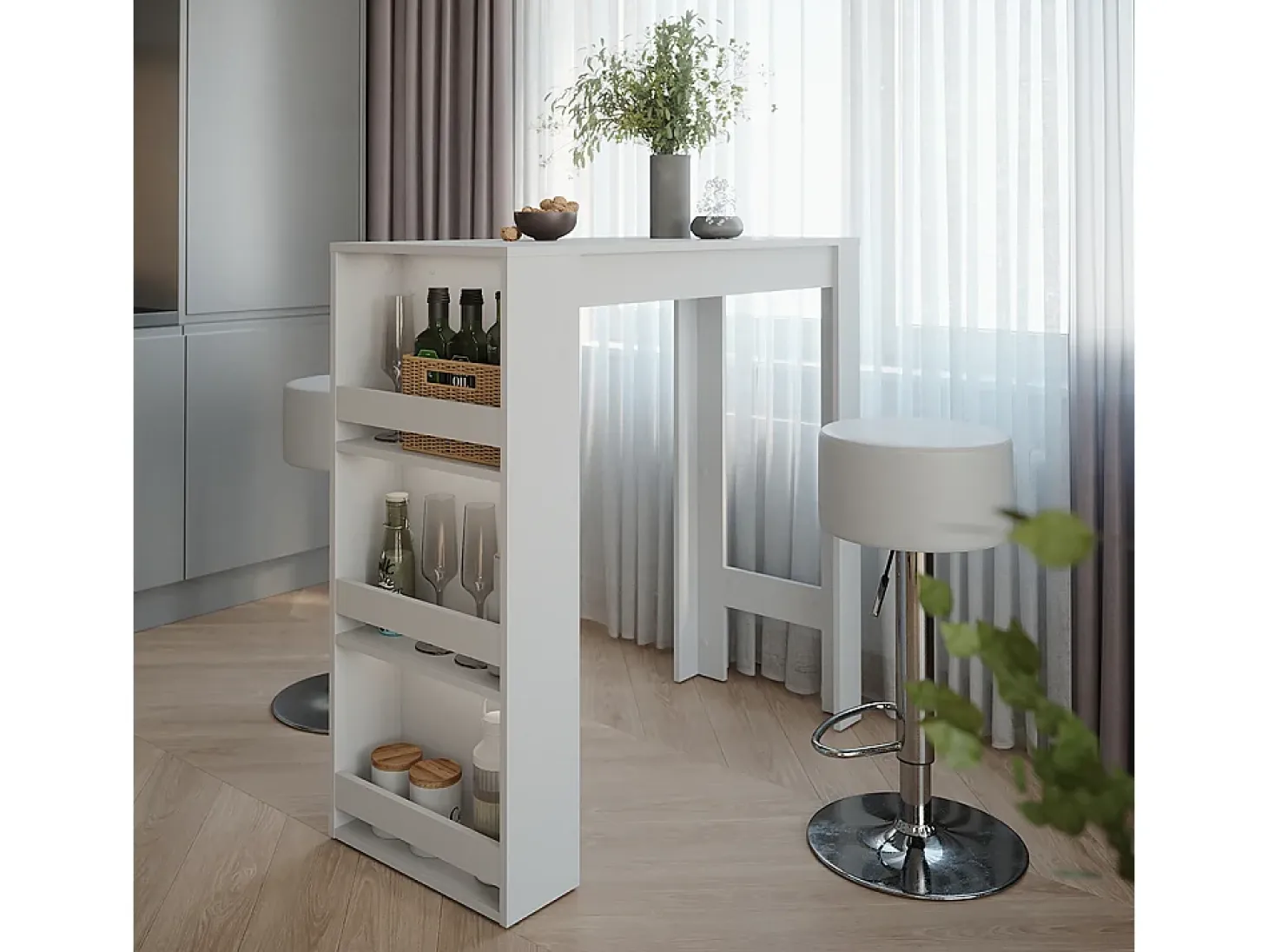 Mesa de bar blanco 45x110x106 repose