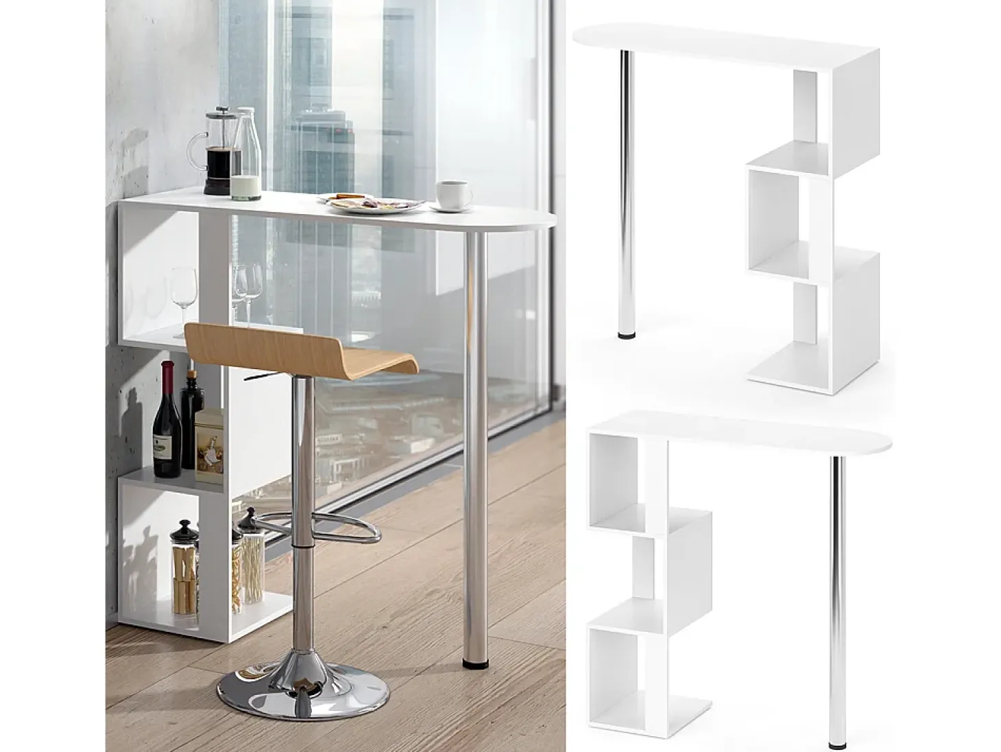 Mesa de bar blanco 113x39.8x111.8 vincent