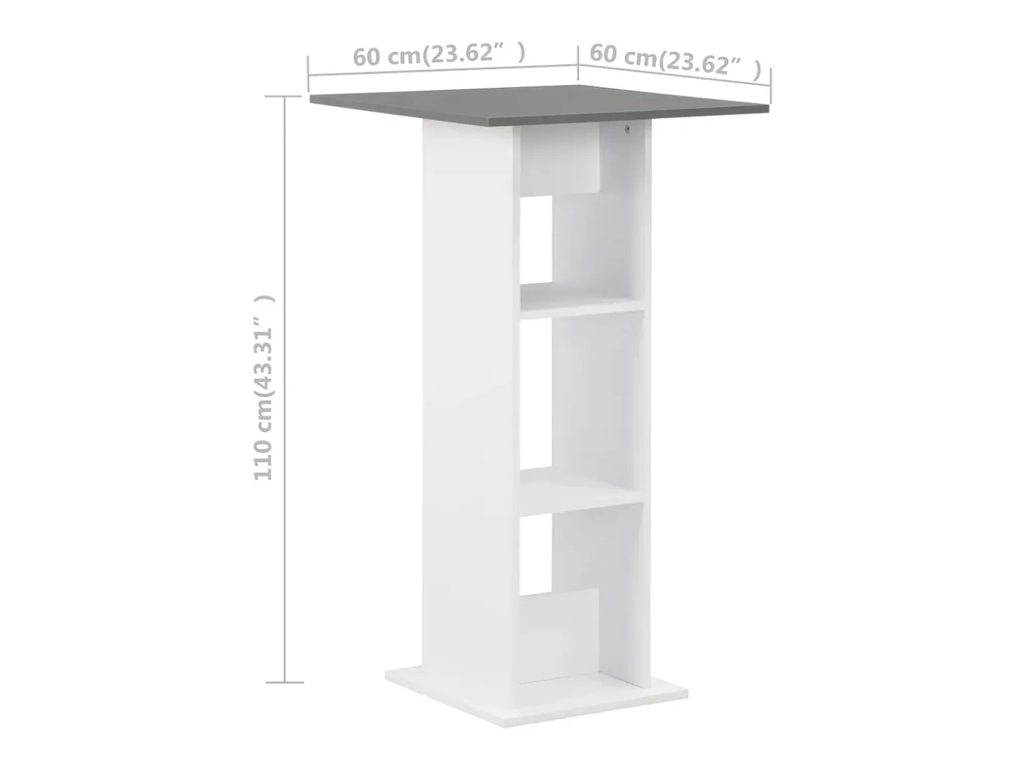 Mesa de bar Blanco y gris antracita 60x60x110 cm