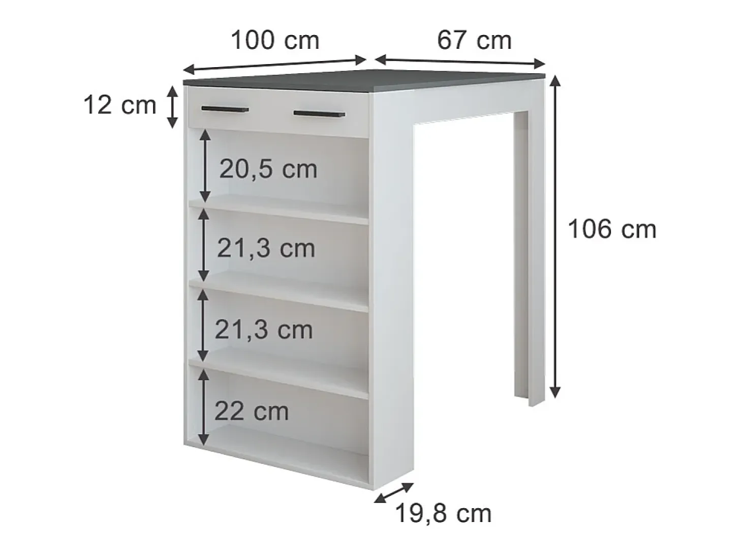 Mesa de bar blanco/antracita 67x100x106 repose