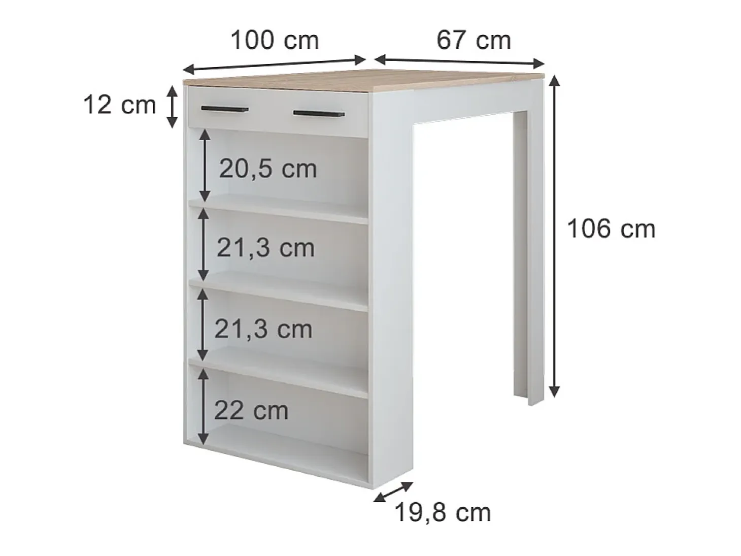 Mesa de bar blanco/sonoma 67x100x106 repose