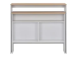 Mesa de bar con 2 encimeras blanca y roble 130x40x120 cm