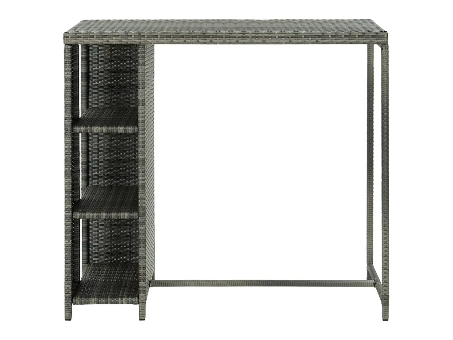 Mesa de bar con almacenaje Gris 120x60x110 cm Mimbre de resina