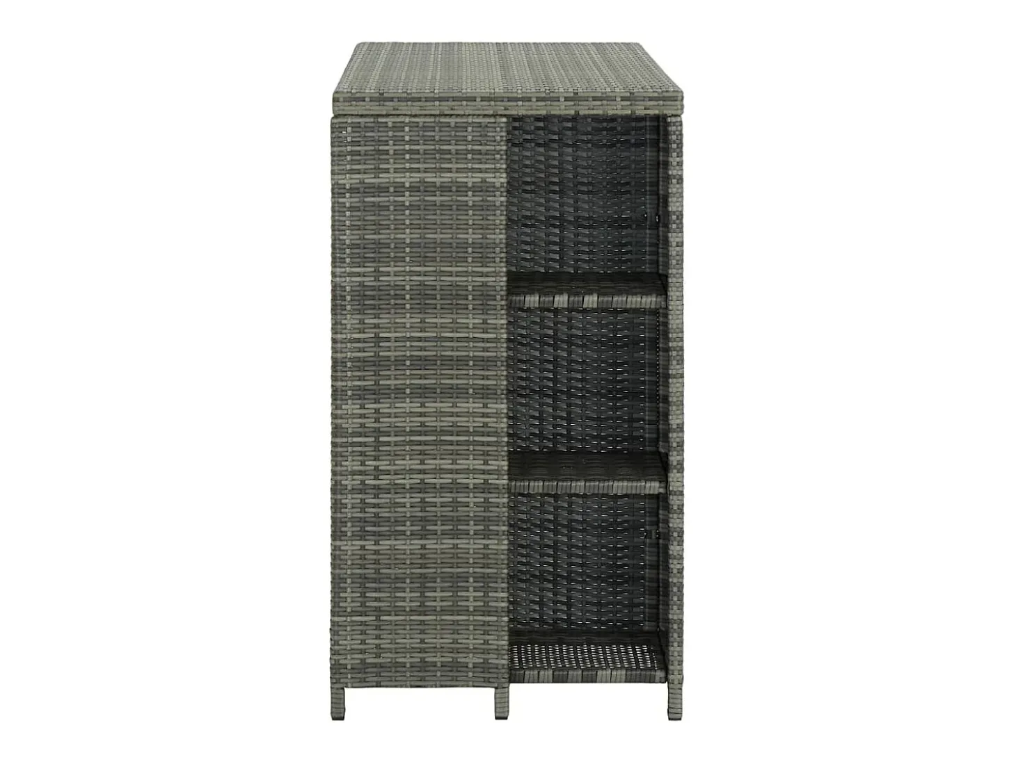 Mesa de bar con almacenaje Gris 120x60x110 cm Mimbre de resina