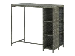 Mesa de bar con almacenaje Gris 120x60x110 cm Mimbre de resina
