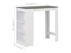 Mesa de bar con estante Blanco 110x50x103 cm