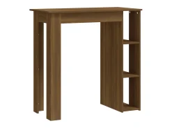 Mesa de bar con estante de madera de ingeniería de roble marrón