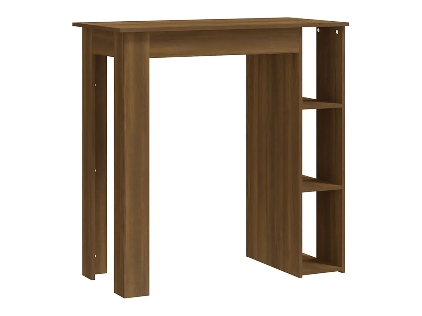 Mesa de bar con estante de madera de ingeniería de roble marrón