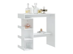 Mesa de bar con estante de almacenamiento de madera de ingeniería blanca