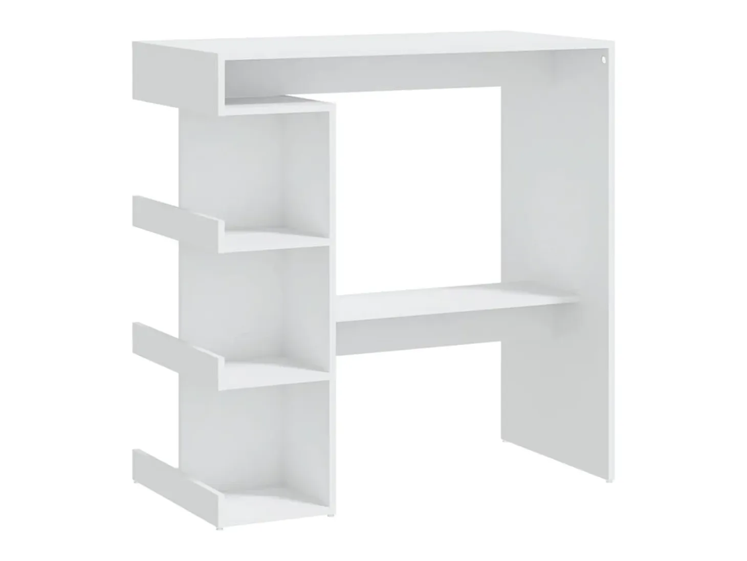 Mesa de bar con estante de almacenamiento de madera de ingeniería blanca