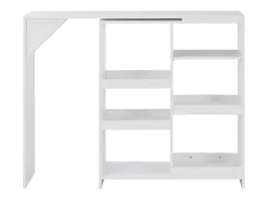 Mesa de bar con estantería móvil blanca 138x39x110 cm ES447804