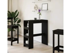 Mesa de bar con estantes de madera de ingeniería negra