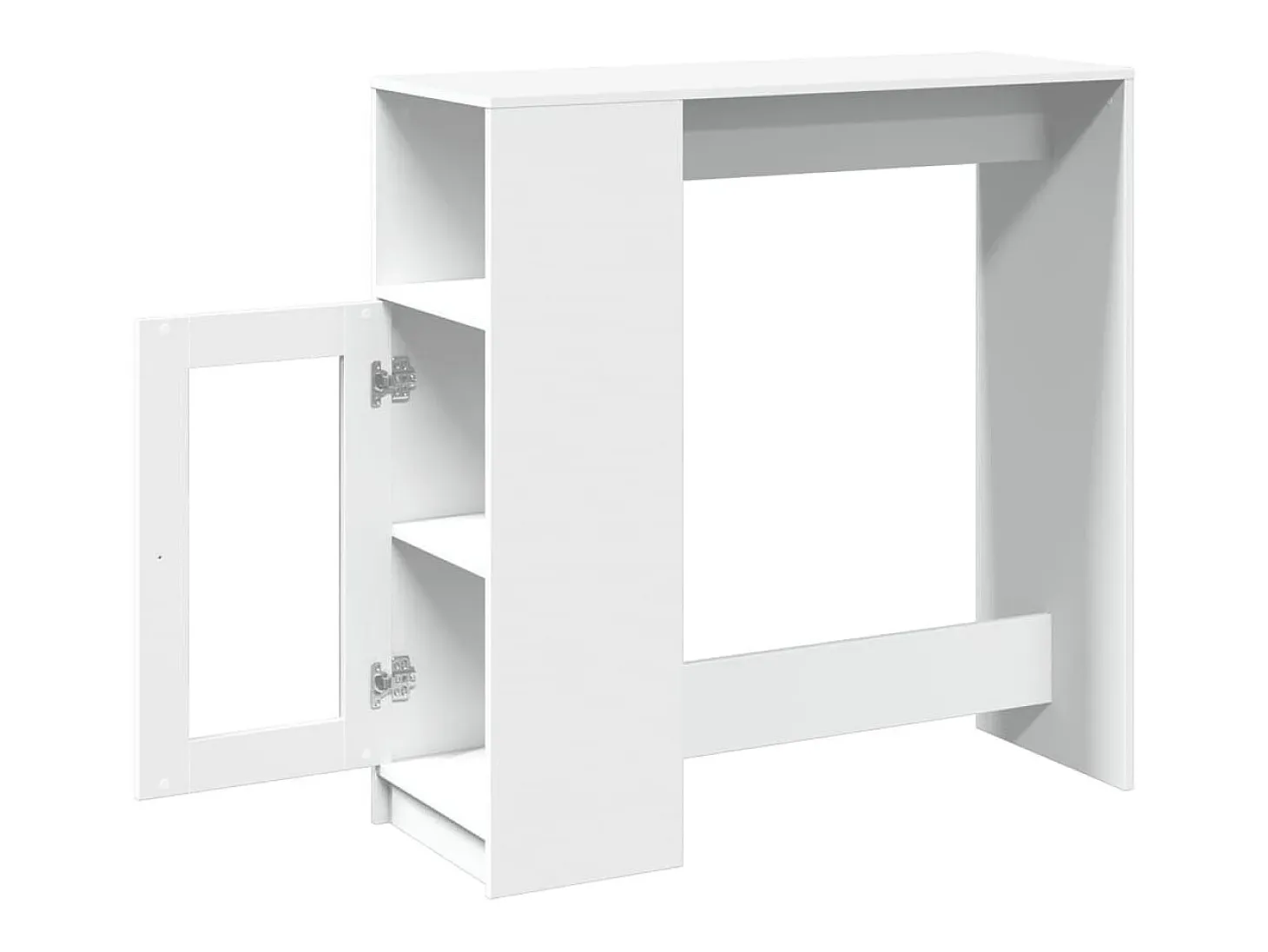 Mesa de bar con estantes de madera de ingeniería blanca
