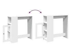 Mesa de bar con estantes de madera de ingeniería blanca