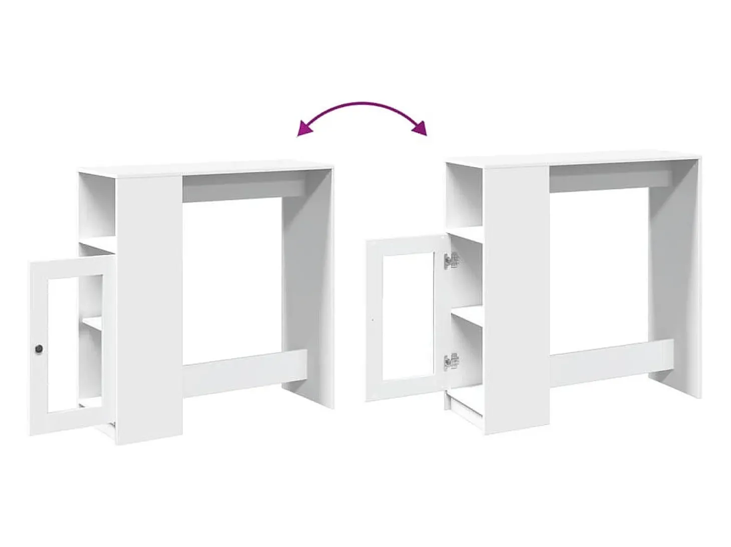 Mesa de bar con estantes de madera de ingeniería blanca
