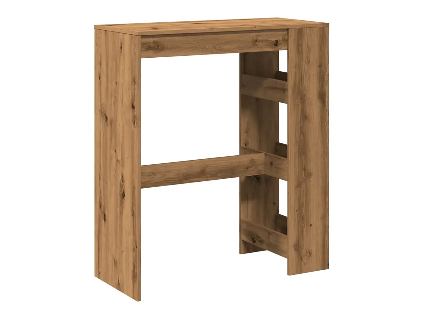 Mesa de bar con estantes, roble artesanal, madera de ingeniería.