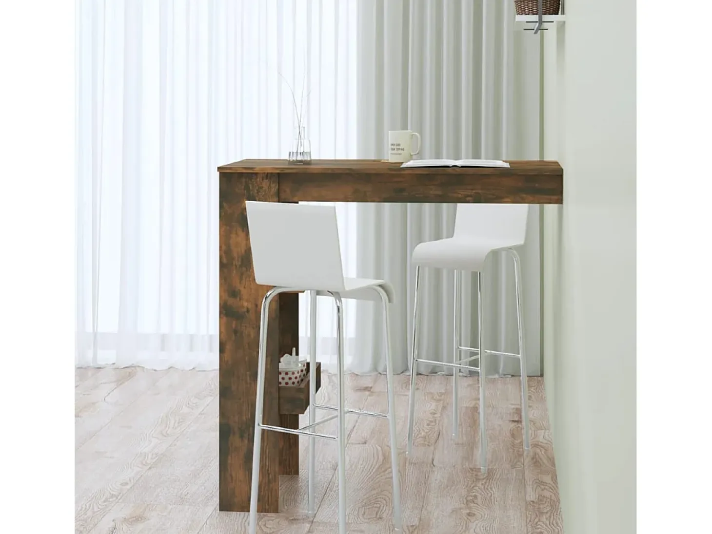 Mesa de bar de pared contrachapada roble ahumado 102x45x103,5cm