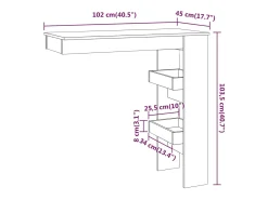 Mesa de bar de pared de roble Sonoma 102 x 45 x 103,5 cm Madera de ingeniería