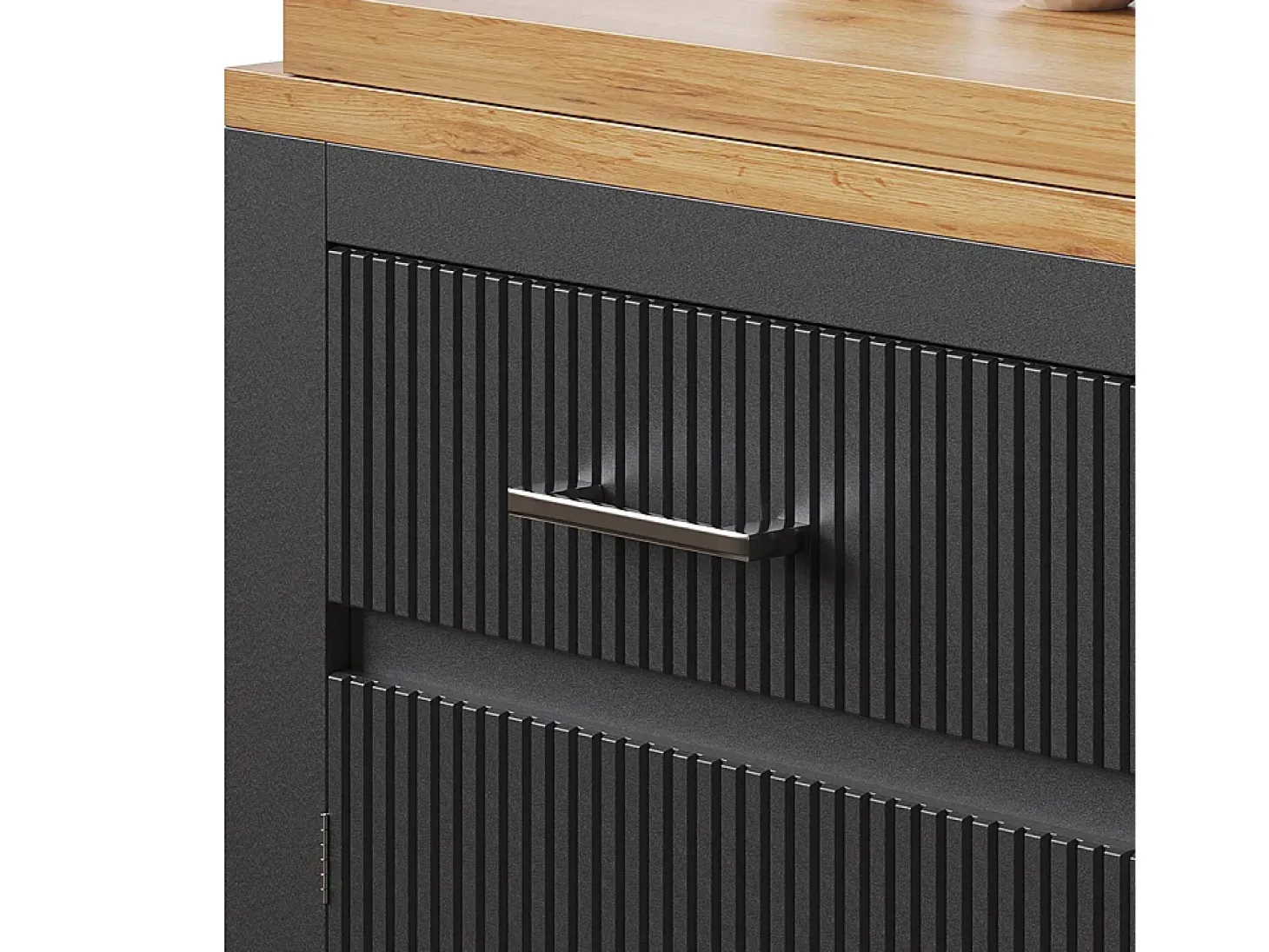 Mesa de bar extensible con espacio de almacenamiento, moderna y desmontable, con un cajón y dos estantes, mesa de comedor para isla de cocina, negra
