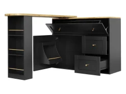 Mesa de bar giratoria con 1 puerta y 2 cajones, espacio de almacenamiento tipo buffet con tablero extensible (138-204)×39×105 cm - negro