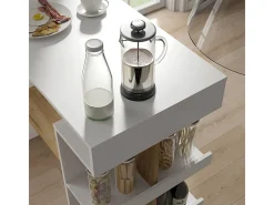 Mesa de bar roble blanco/dorado 108x50x103 dana