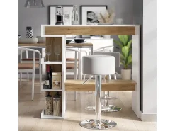 Mesa de bar roble blanco/dorado 108x50x103 dana
